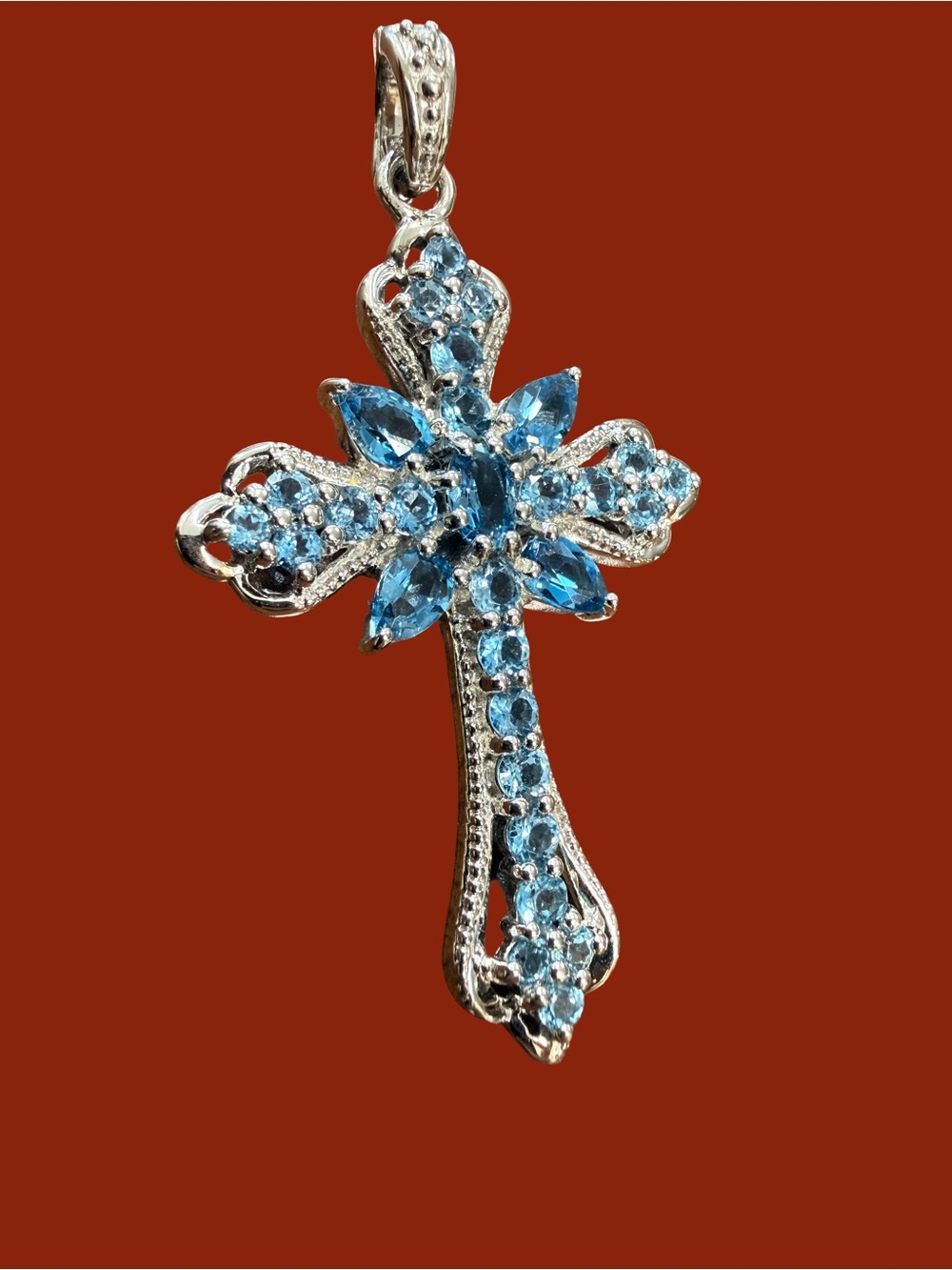 925 Bella Luce Blue Cubic Zirconia Sterling Silver pendant made in Thailand